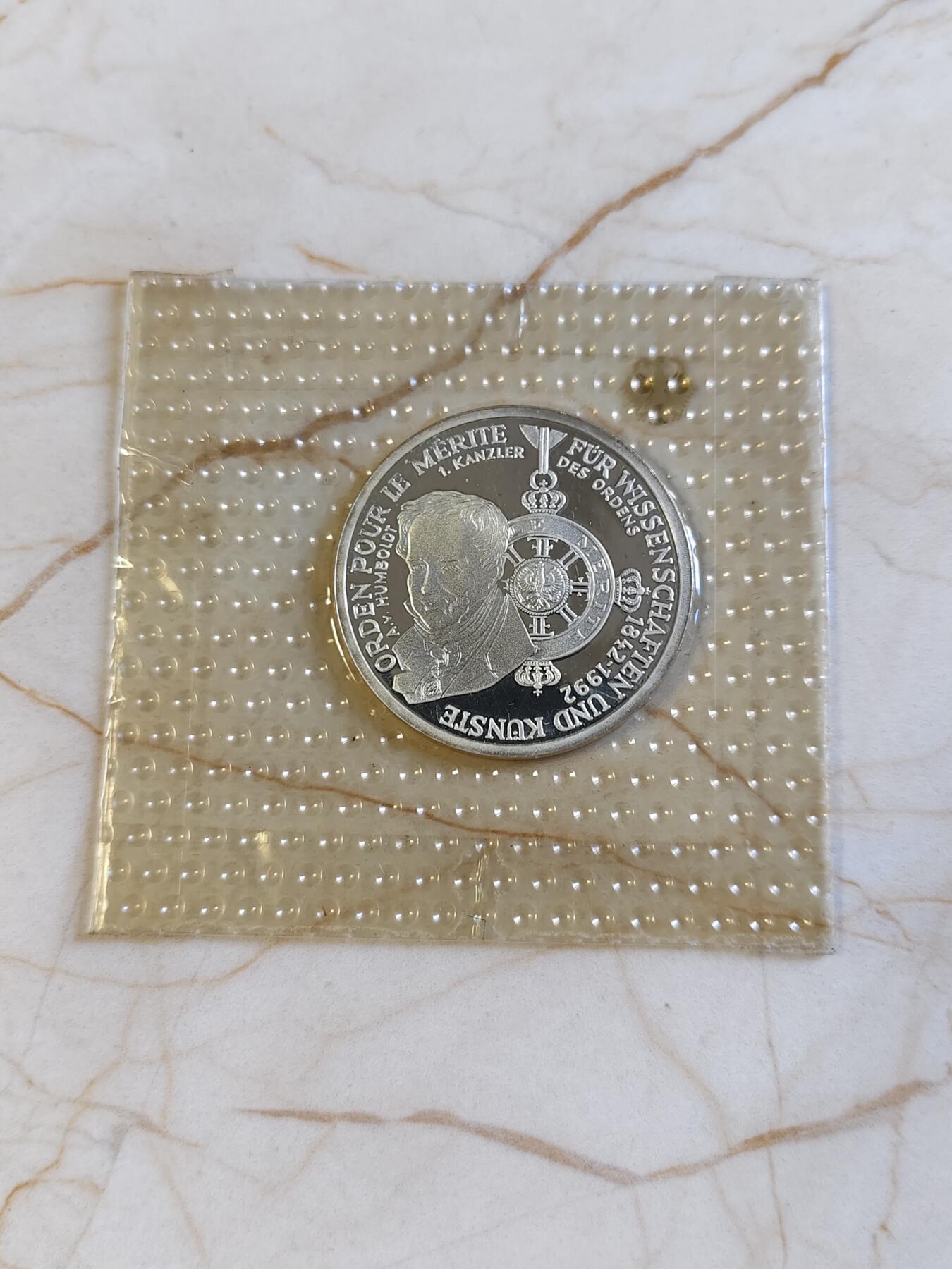 第180期拍卖【长期征集拍品】【北京币展专场】 原厂塑封西德1992年梅里特勋章颁发150周年纪念银币625银15.5克直径32.5毫米