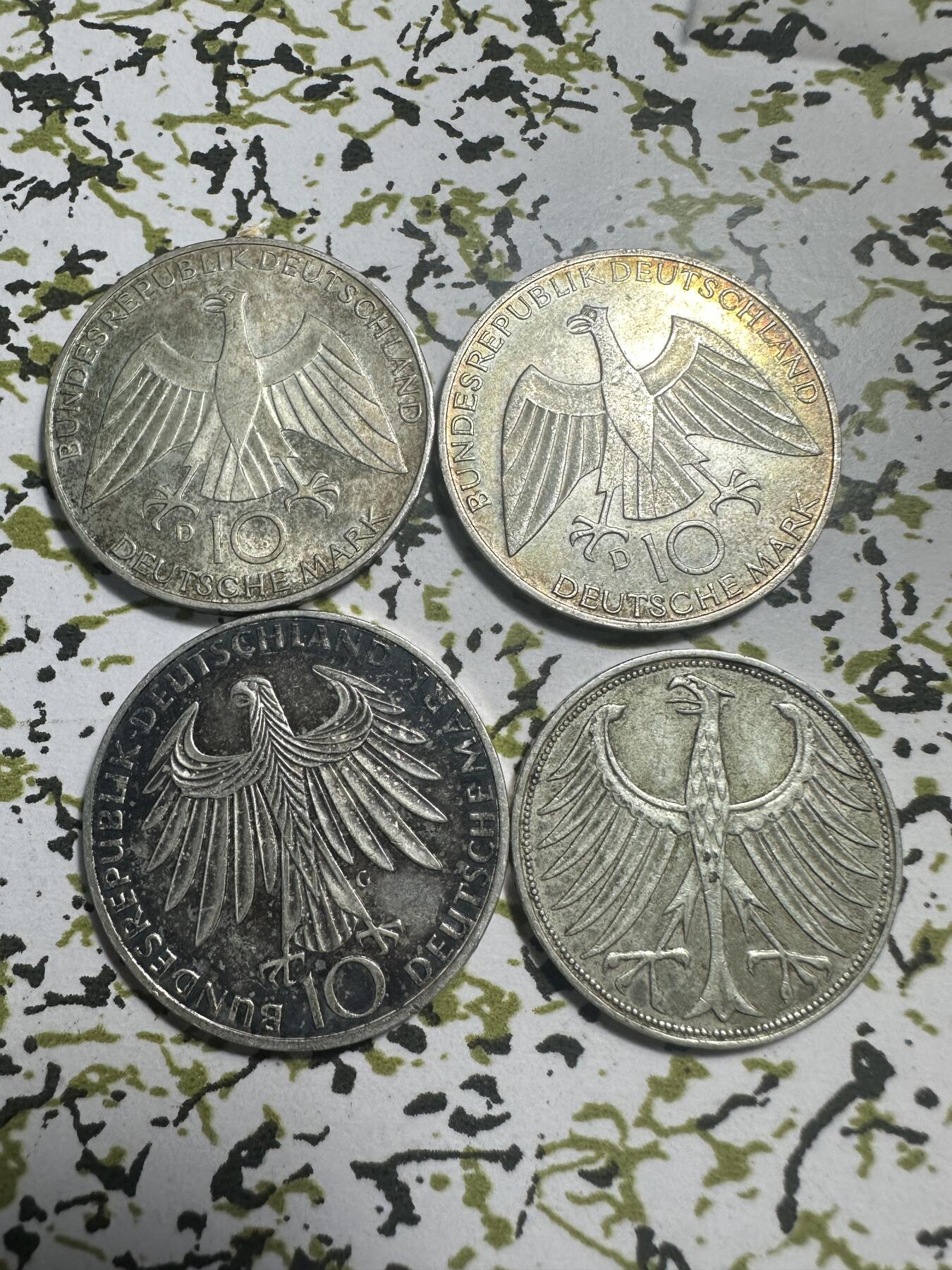 外国钱币，章 德国马克银币4枚，57.7g，0.6成银