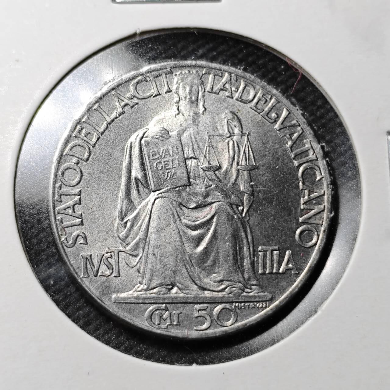 KK钱币收藏小铺  第361场  2月预留时间 周末发货  1942梵蒂冈50分 好品