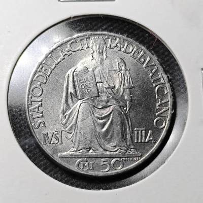 KK钱币收藏小铺  第361场  2月预留时间 周末发货 -  1942梵蒂冈50分 好品