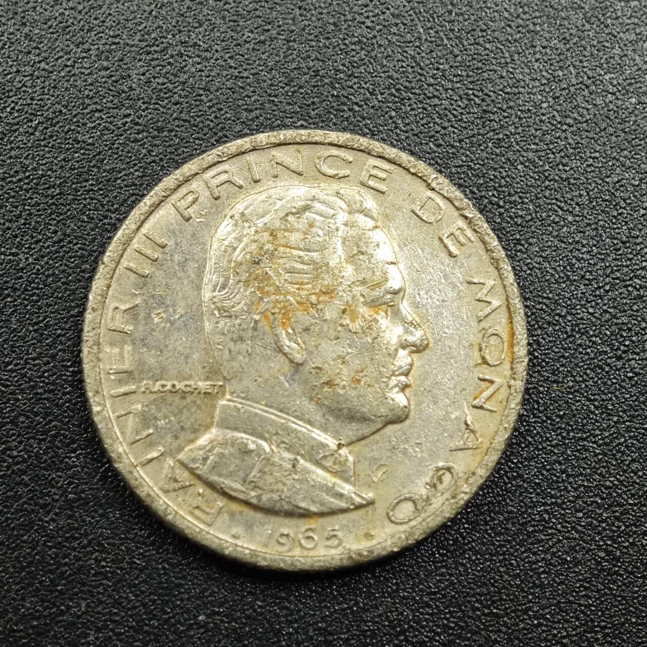 【淘币小摊】实时拍第七百八十一拍   散币场   满百包邮可预留二周 每周一统一发货   摩纳哥1965年1/2法郎镍币