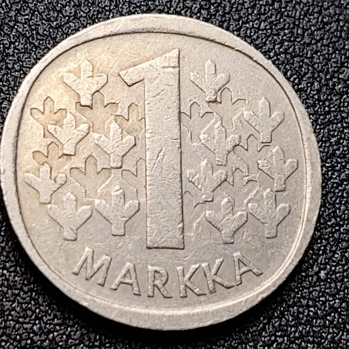 泉币菌-第120场-精品福利场 芬兰1976年 1马克 冷杉 狮子持剑 N版 铜镍币  24mm