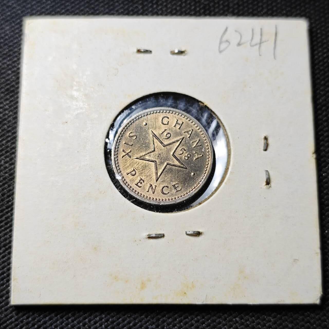 KK钱币收藏小铺  第362场  2月预留时间 周末发货 1958加纳6便士