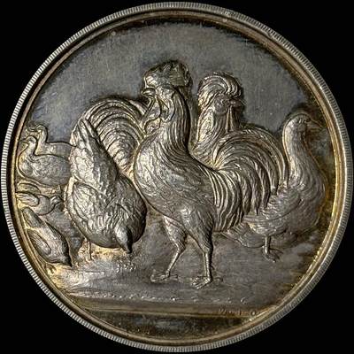 【雨安】【世界币章112-113期】周五/周六 两场连拍 2025-10-31 周五 19:30 保真 8秒倒数自动落锤 高效拍卖  - [章] France 章 法国 19世纪 家禽 银章 18克, 32mm