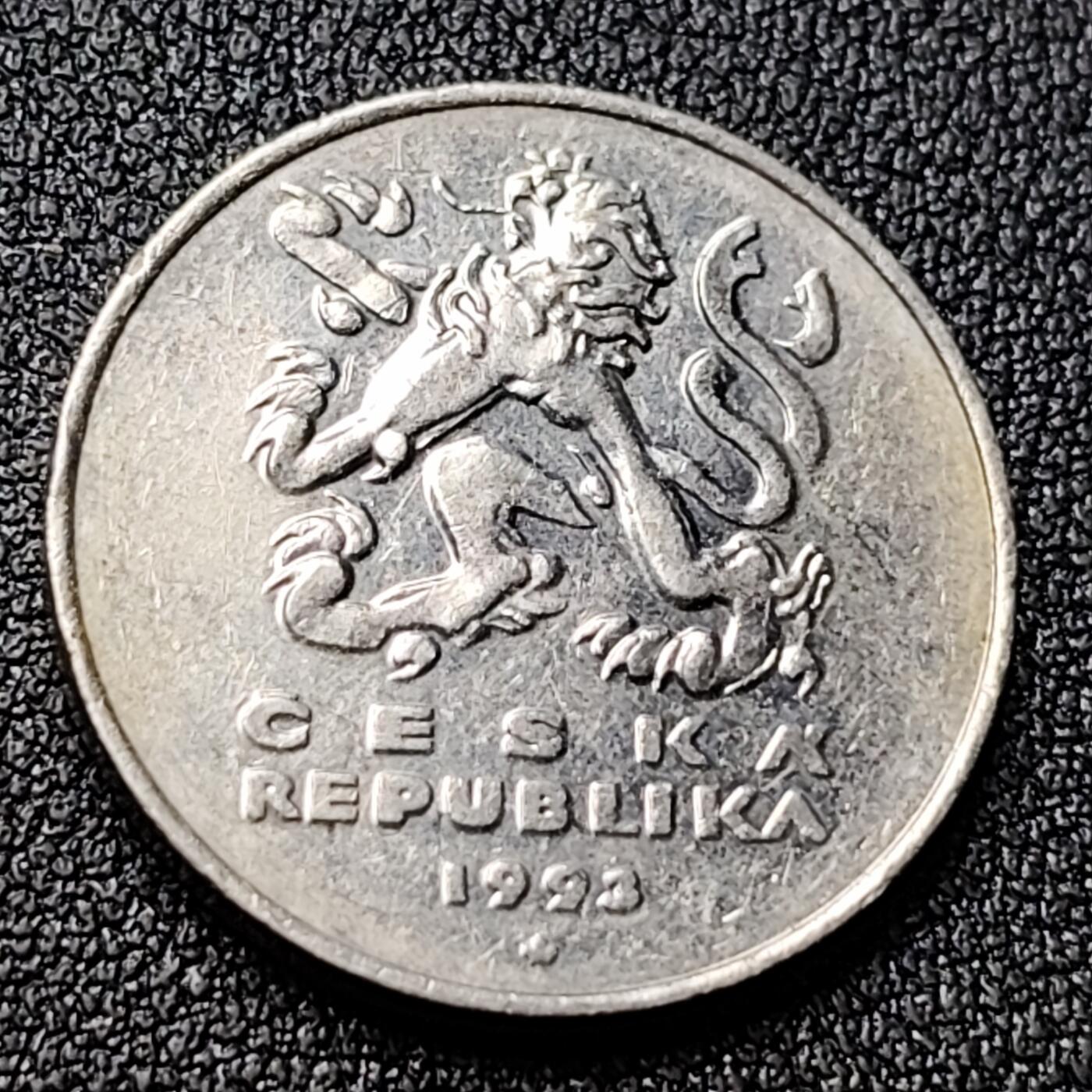 泉币菌-第120场-精品福利场 双尾狮  桥 捷克5克朗镍包钢硬币 23毫米 4.8克 1993年