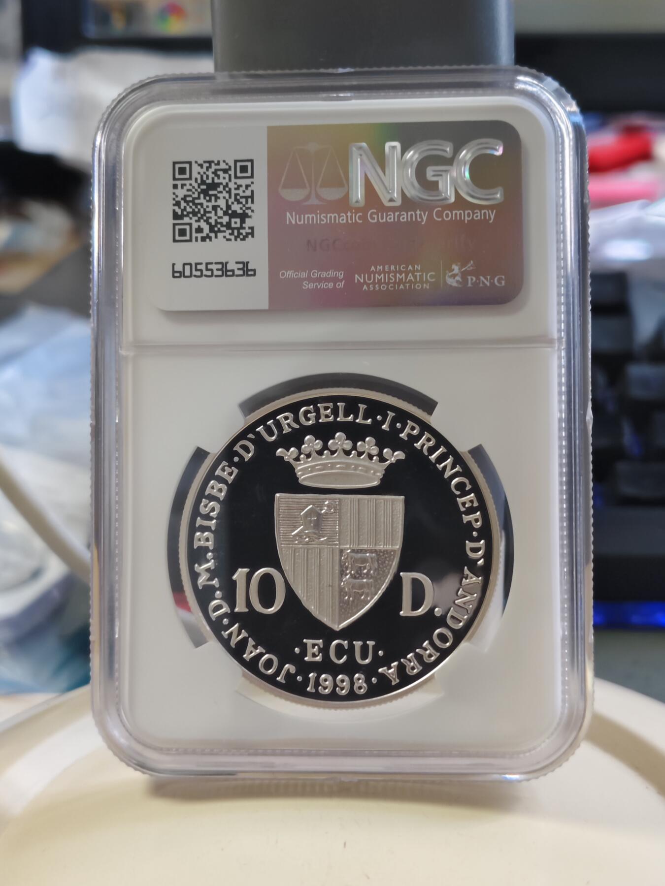 第180期拍卖【长期征集拍品】【北京币展专场】 安道尔1997年音乐家巴赫10第纳尔精制纪念银币 NGC-PF69,31.1克,925银