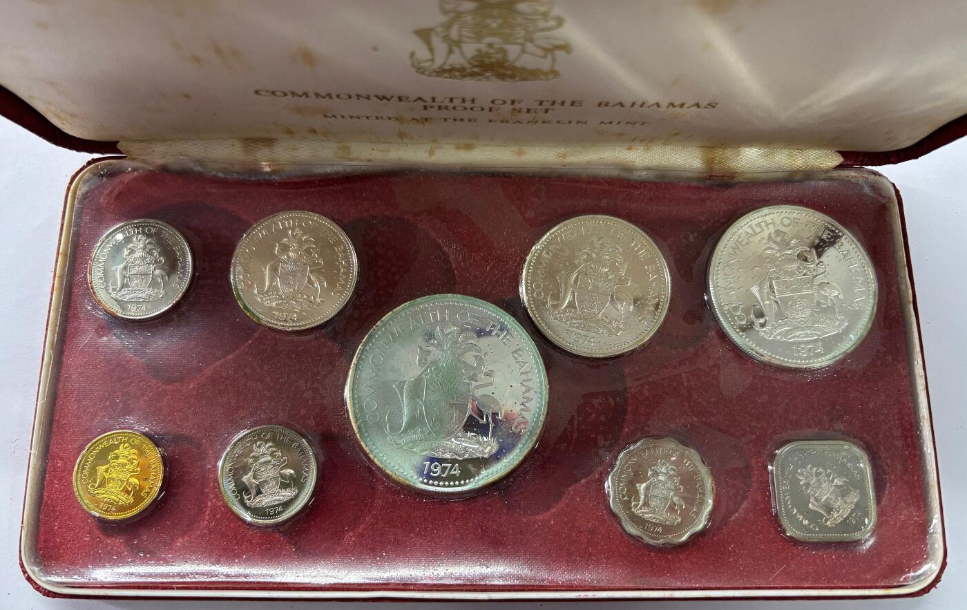 【雨安】【世界币章112-113期】周五/周六 两场连拍 2025-10-31 周五 19:30 保真 8秒倒数自动落锤 高效拍卖  [现代套币] Bahamas 巴哈马套币 精制套币 1974年 含纯银约90克