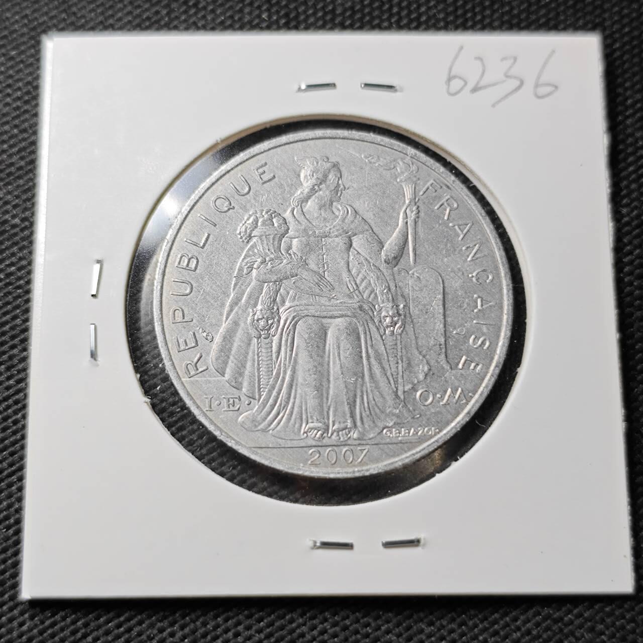 KK钱币收藏小铺  第362场  2月预留时间 周末发货 2007法属波利尼西亚5法郎 