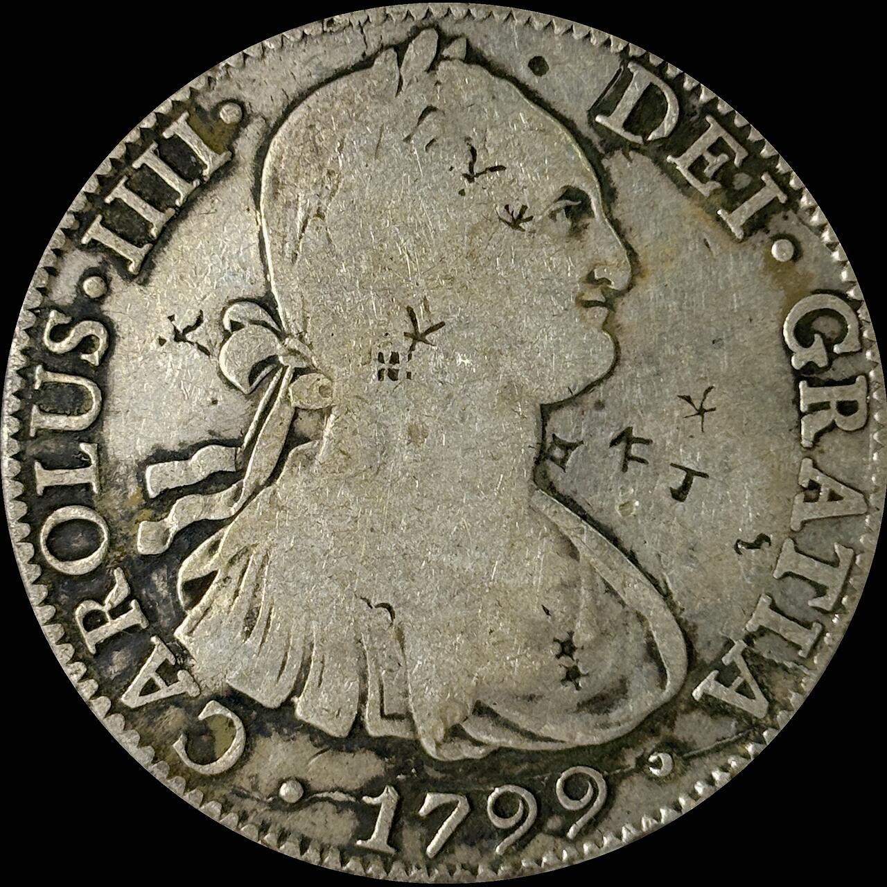 【雨安】【世界币章112-113期】周五/周六 两场连拍 2025-10-31 周五 19:30 保真 8秒倒数自动落锤 高效拍卖  [裸币各国] Spanish Mexico 西属墨西哥 卡洛斯四世 8里亚尔 双柱 1799年