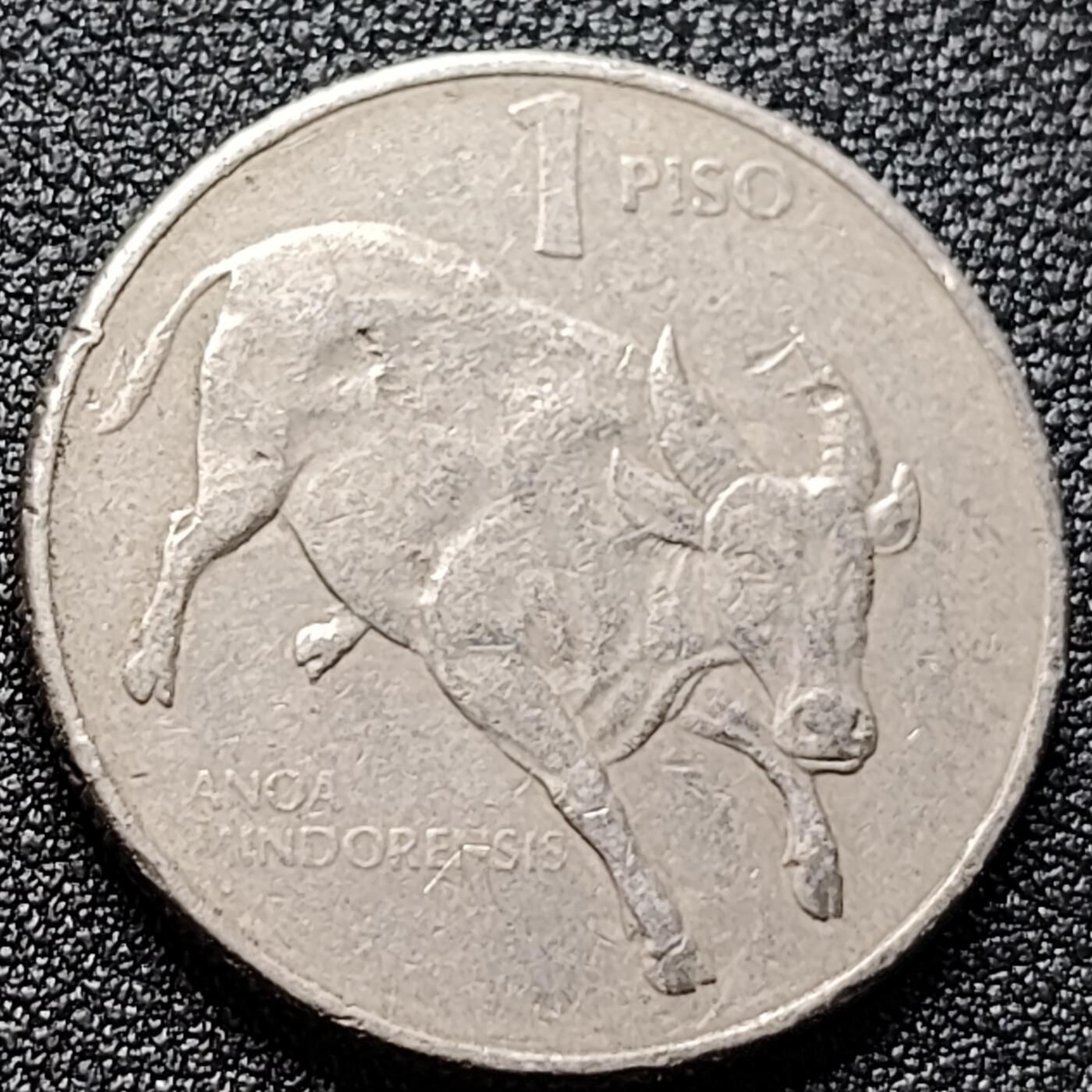 泉币菌-第121场-精品福利场 菲律宾1987年 1比索銅镍币 牛气冲天 大版 28.9毫米9.5克