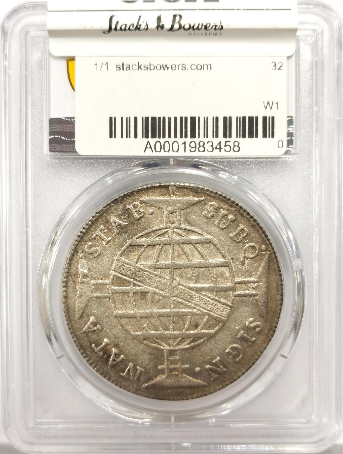 博洋堂世界钱币拍卖第144期（全场包邮） PCGS AU 葡属巴西1812年B版960R地球大银币