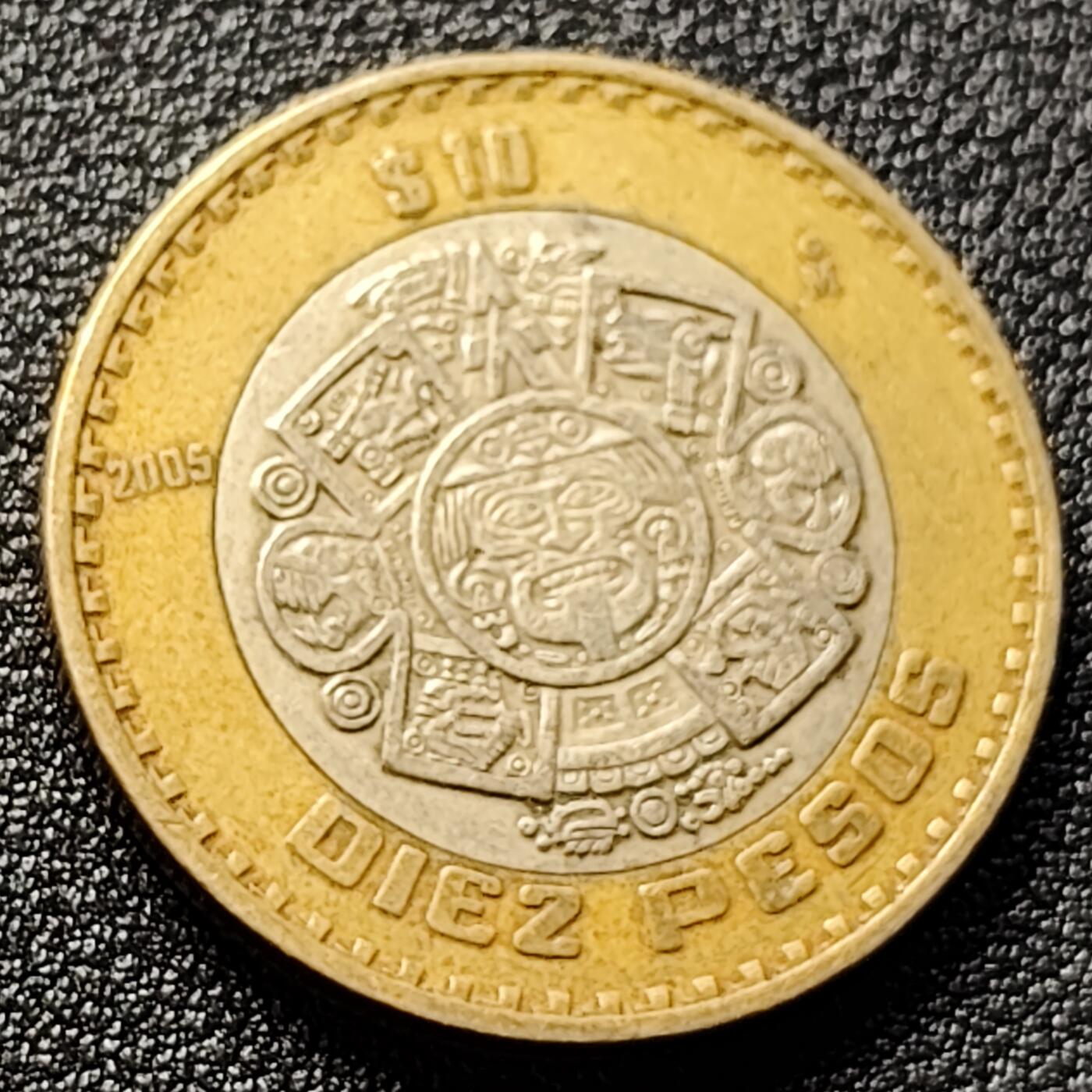 泉币菌-第121场-精品福利场 28mm 墨西哥 10比索 双色币 2005年 玛雅文化