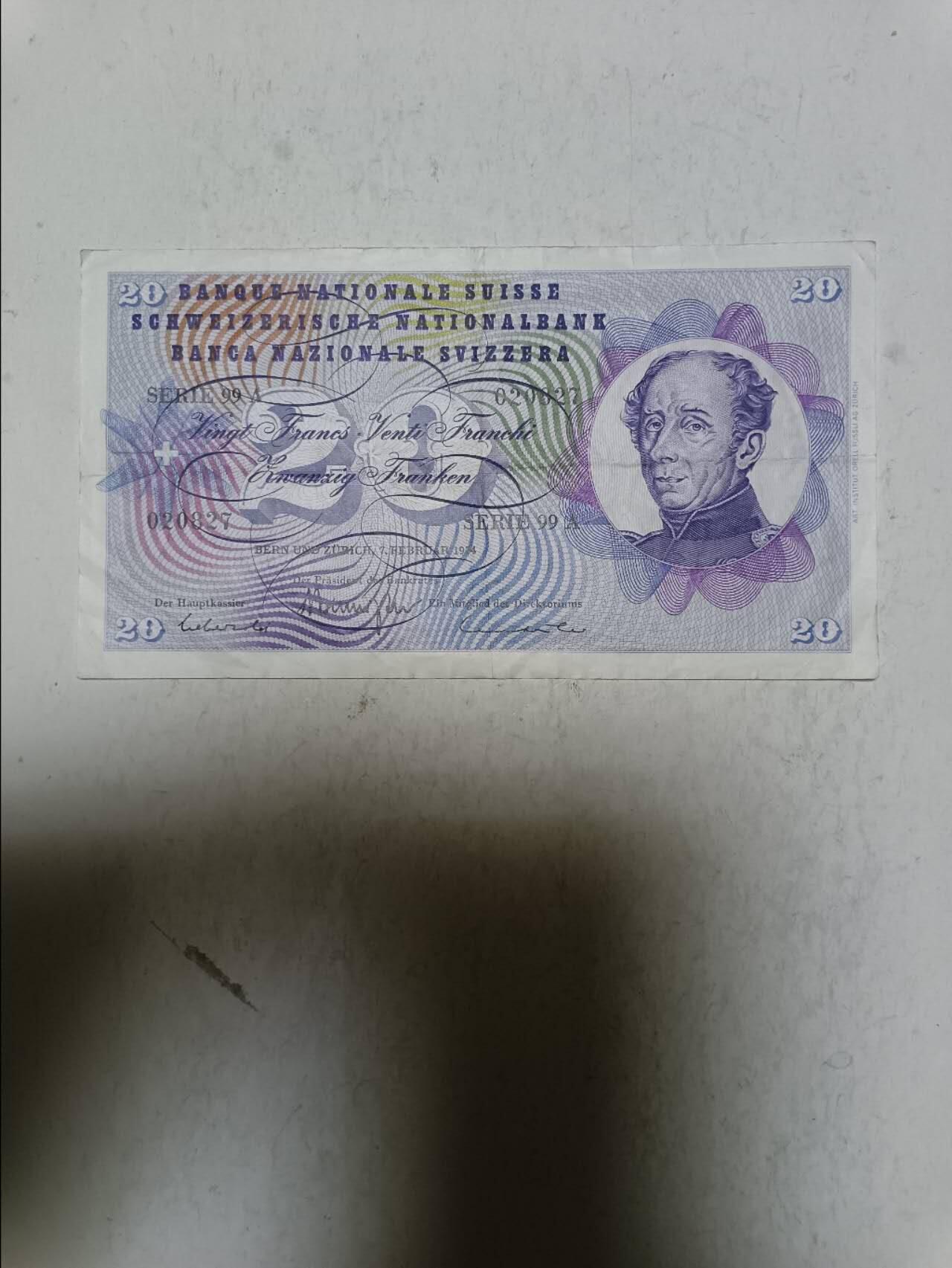 【20251103】非全新纸币第300场 瑞士早期20法郎