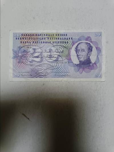 【20251103】非全新纸币第300场 - 瑞士早期20法郎