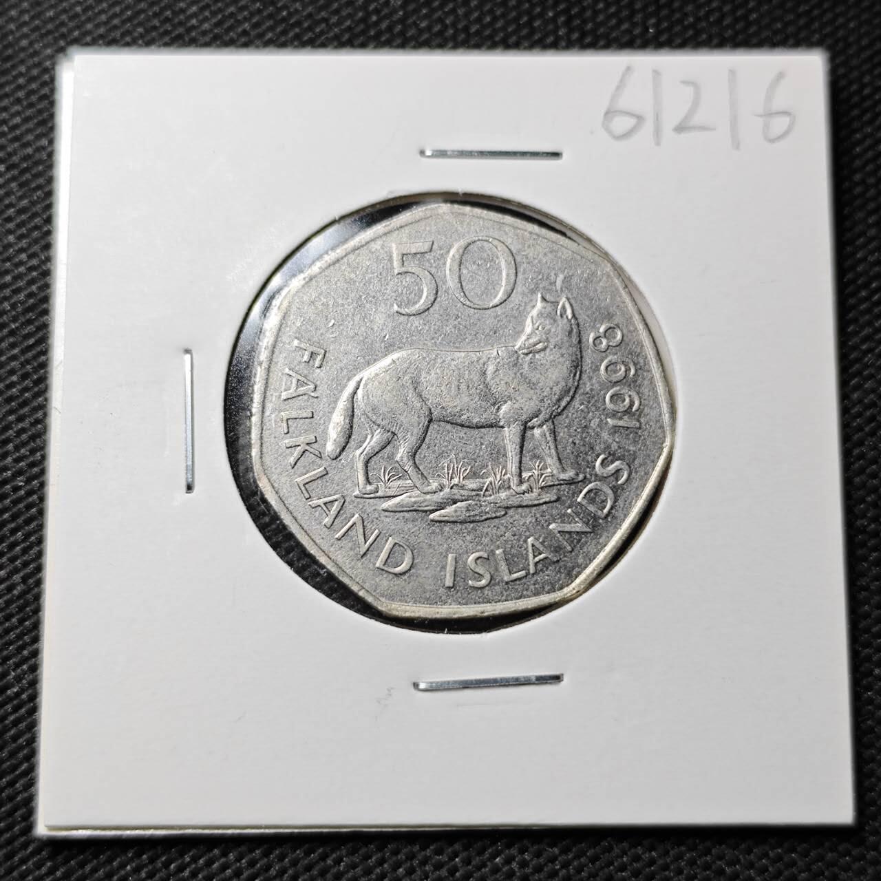 KK钱币收藏小铺  第361场  2月预留时间 周末发货  1998福克兰群岛50分