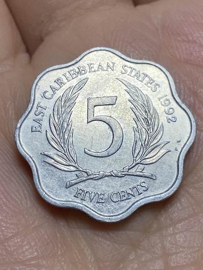2025年第一百二十场(总第一百四十六场）外国好品散币(免佣金) - 东加勒比1992年5分(伊丽莎白二世中年花冠)
