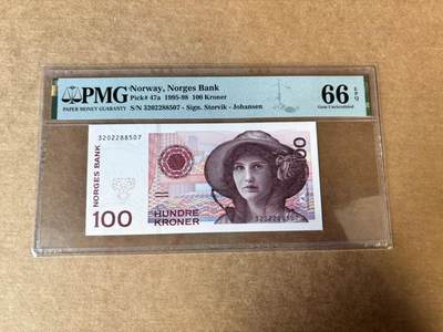 【Blue Auction】世界纸币精拍第744期——18级TOP拍卖/信誉/品质/专业/高效💫 - 【a版】挪威 1995-98年100克朗 PMG66EPQ 