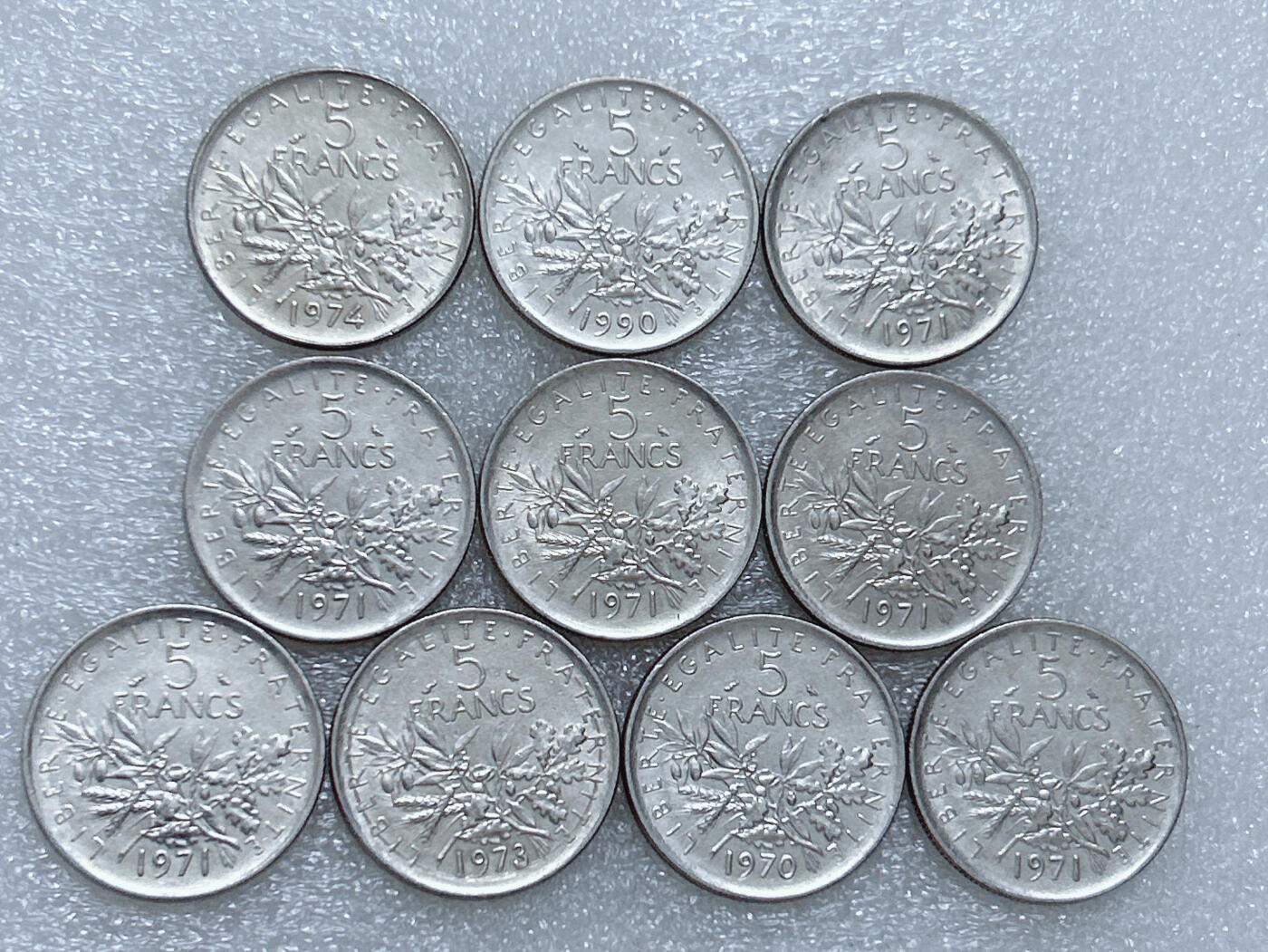 第一海外回流一元起拍收藏 散集专场  第260期 法国5法郎硬币 10枚