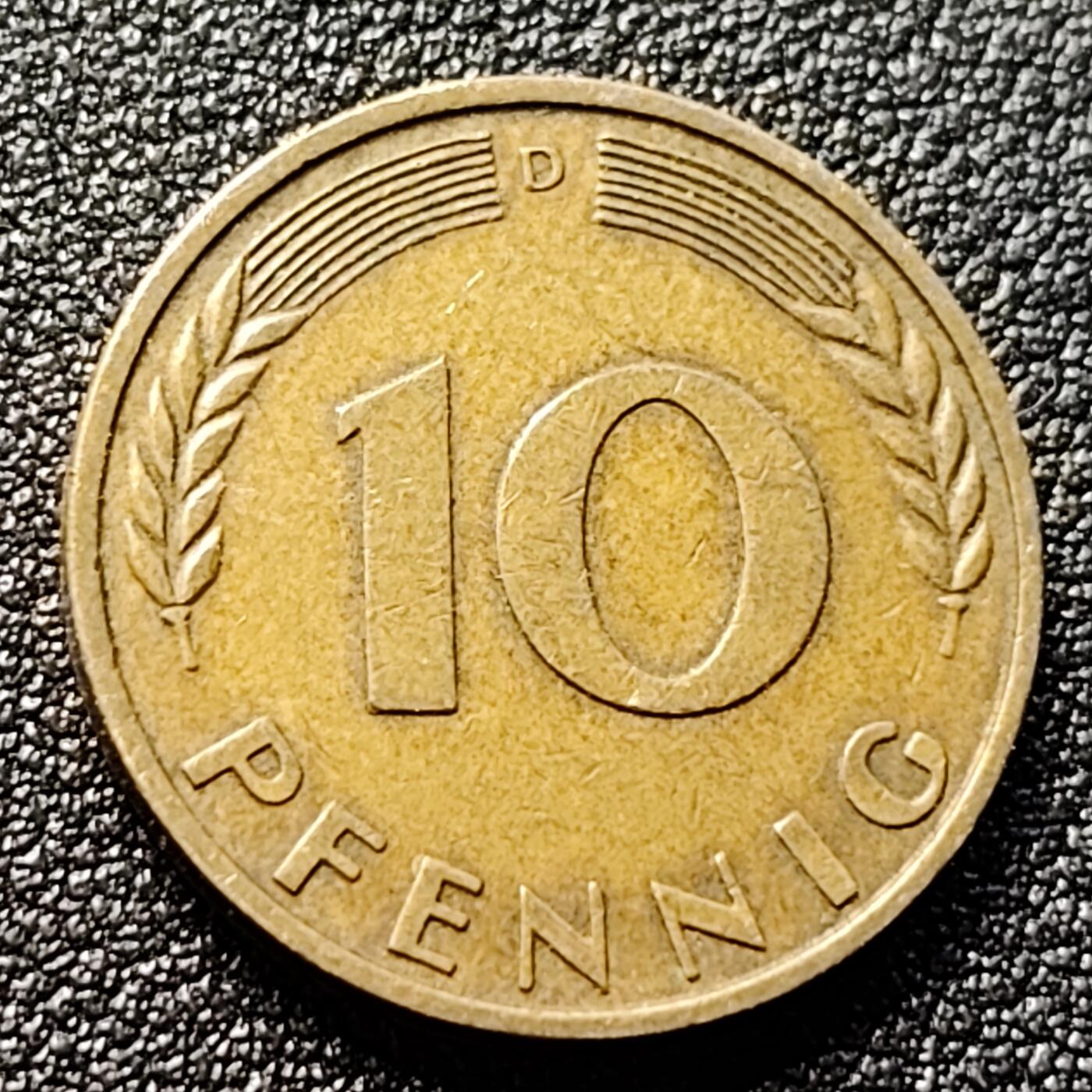 泉币菌-第121场-精品福利场 少见 早期币 德国1950年 10芬尼硬币