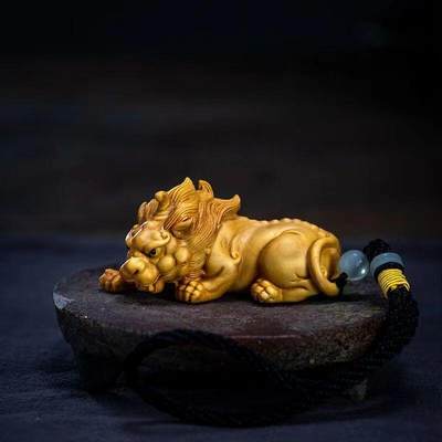 听雨轩（13） - 黄杨木雕招财天禄貔貅 7cm