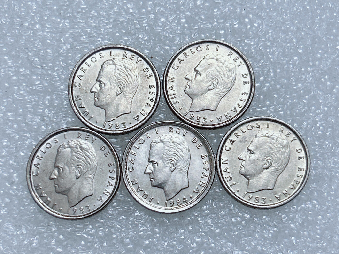 第一海外回流一元起拍收藏 散集专场  第260期 西班牙1983/84年10比塞塔硬币 5枚 好品