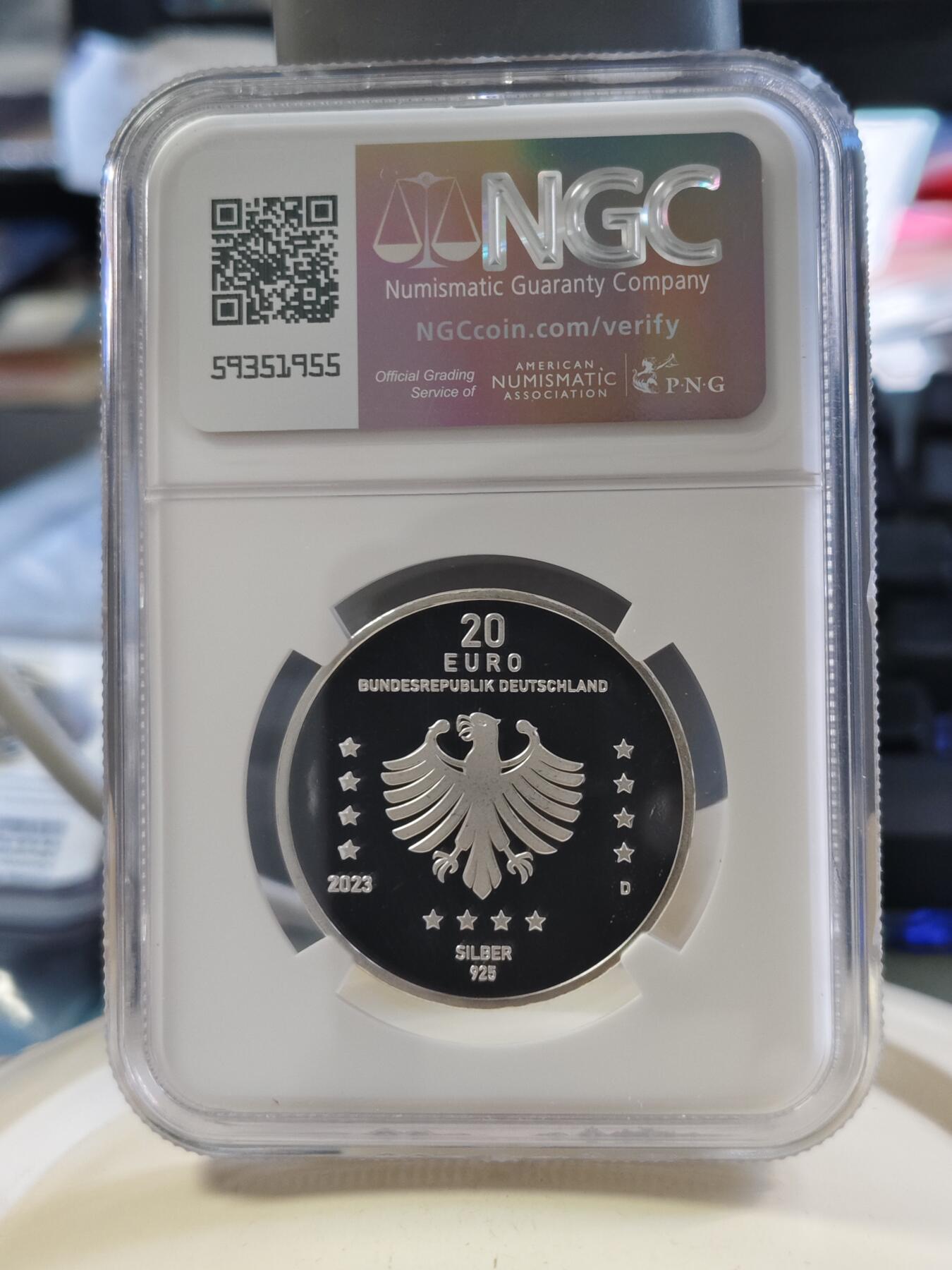 第180期拍卖【长期征集拍品】【北京币展专场】 德国2023年席卡德机械式计算器发明400周年精制纪念银币NGC-PF69,925银，18克