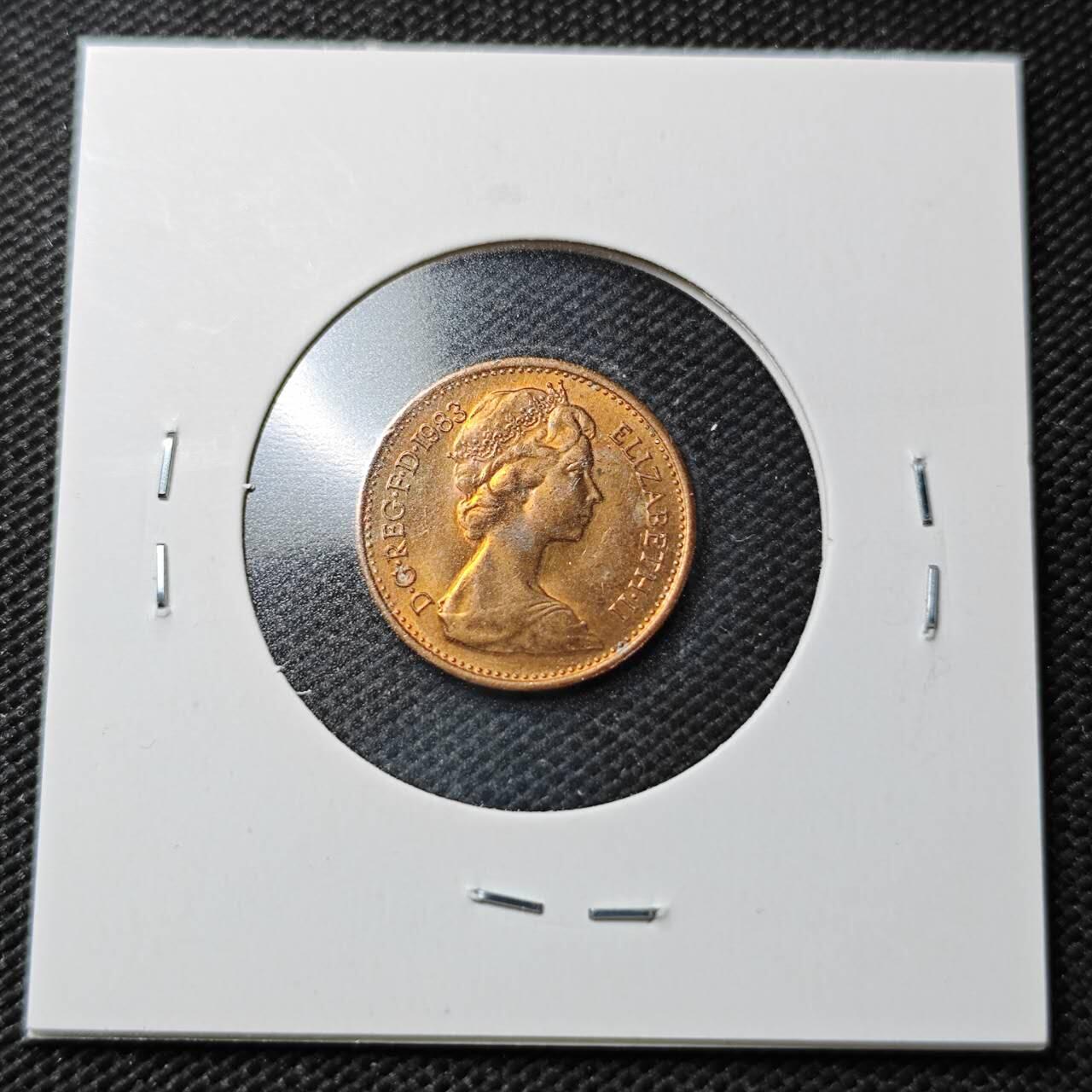 KK钱币收藏小铺  第362场  2月预留时间 周末发货 1983英国半便士铜币 好品 