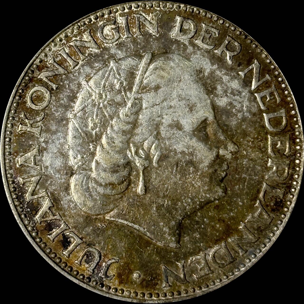 【雨安】【世界币章112-113期】周五/周六 两场连拍 2025-10-31 周五 19:30 保真 8秒倒数自动落锤 高效拍卖  [裸币各国] Netherlands 荷兰 王国 2.5盾 1959年 朱丽安娜