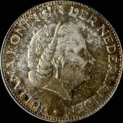 【雨安】【世界币章112-113期】周五/周六 两场连拍 2025-10-31 周五 19:30 保真 8秒倒数自动落锤 高效拍卖  - [裸币各国] Netherlands 荷兰 王国 2.5盾 1959年 朱丽安娜