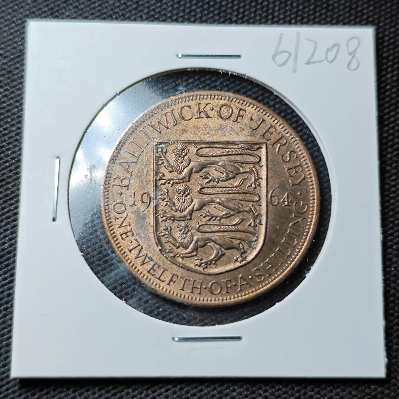 KK钱币收藏小铺  第361场  2月预留时间 周末发货  1964泽西1/12先令铜币
