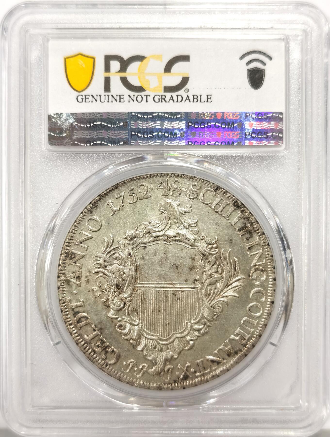 博洋堂世界钱币拍卖第144期（全场包邮） PCGS AU 德国吕贝克1752年双头鹰48先令大银币