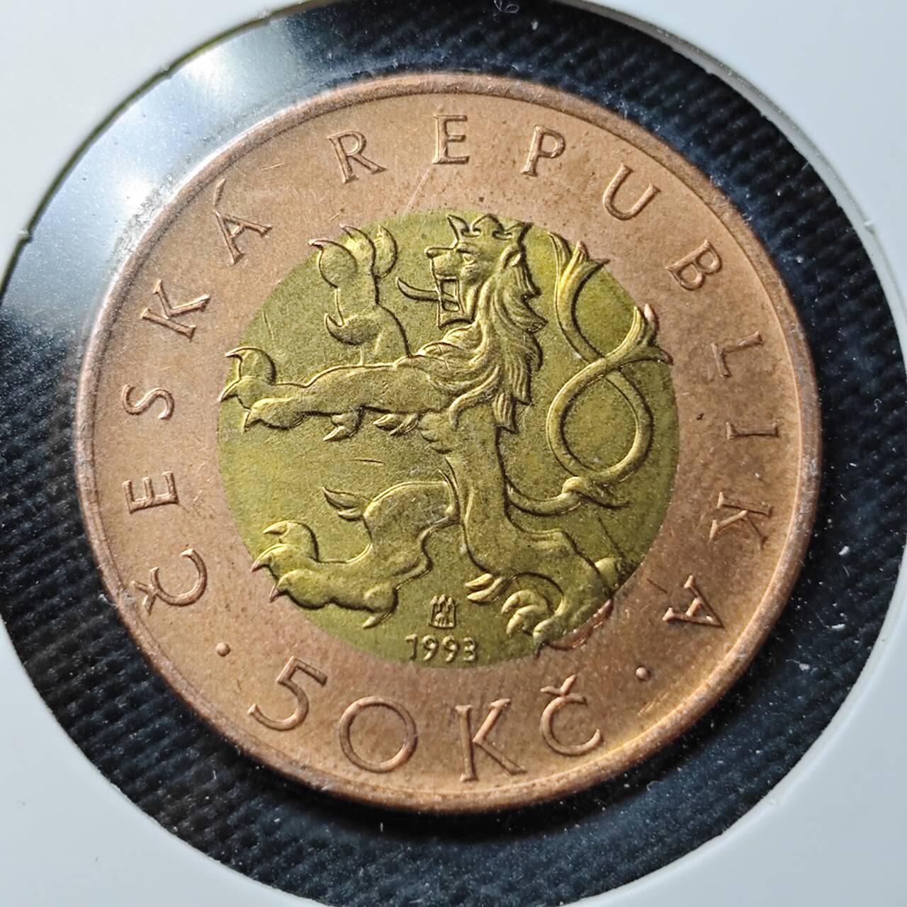 KK钱币收藏小铺  第362场  2月预留时间 周末发货  1993捷克50克朗