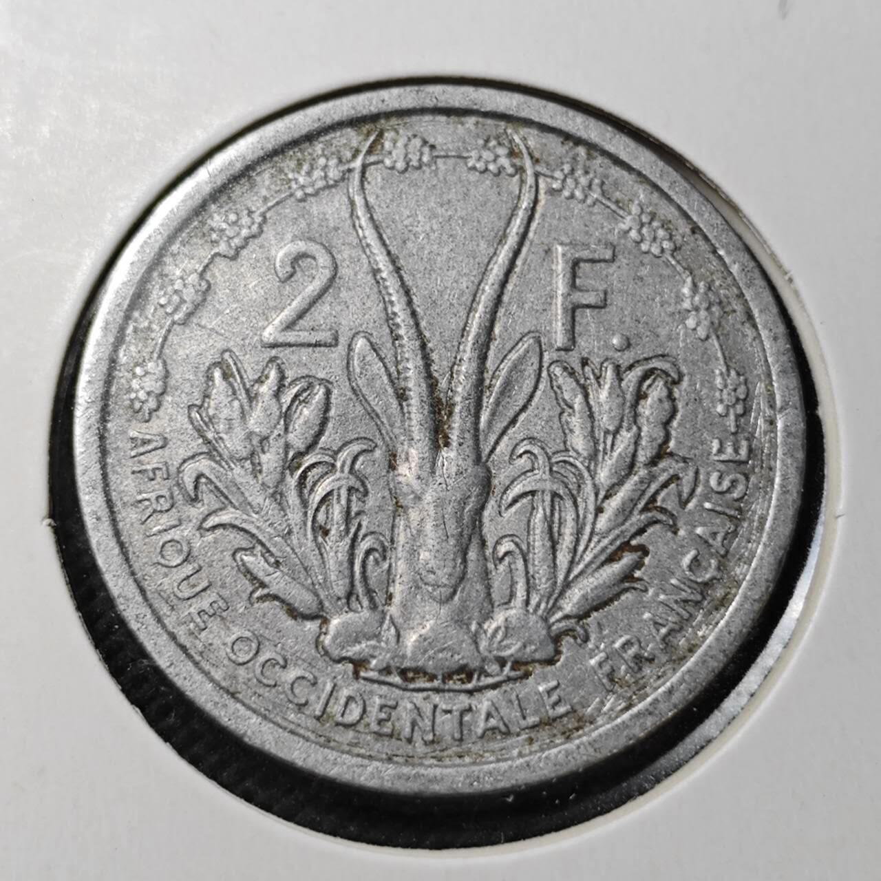 KK钱币收藏小铺  第362场  2月预留时间 周末发货  1948法属西非2法郎