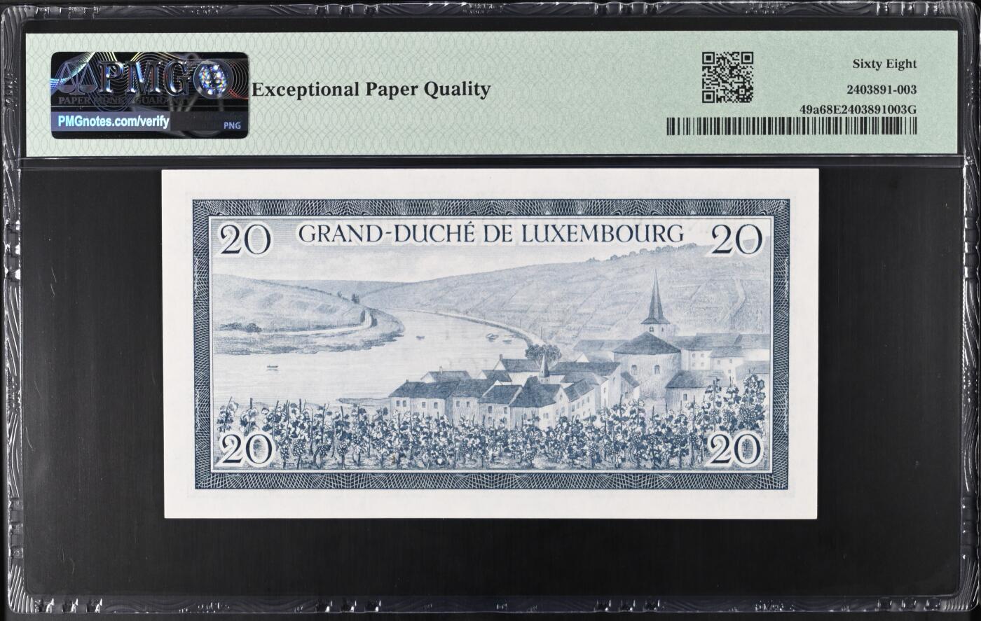 《艾美收藏》第218期-11.2周日外币荟萃 卢森堡1955年20法郎PMG68E唯四冠军分 难上分品种 Pick#49a