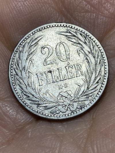 2025年第一百二十场(总第一百四十六场）外国好品散币(免佣金) - 匈牙利王国1893年20菲勒(奥匈帝国弗朗茨·约瑟夫一世时期)