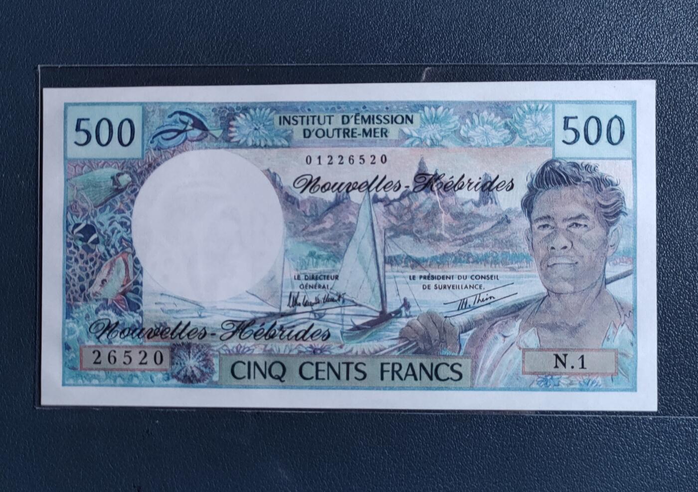  新赫布里底500法郎纸币 1980年大洋洲钱币全新（号码：钻石号.爱情号）