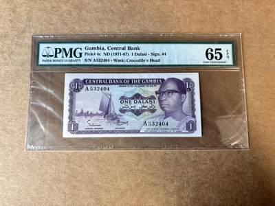 【Blue Auction】世界纸币精拍第744期——18级TOP拍卖/信誉/品质/专业/高效💫 - 冈比亚 1971-87年1达拉西 PMG65EPQ 