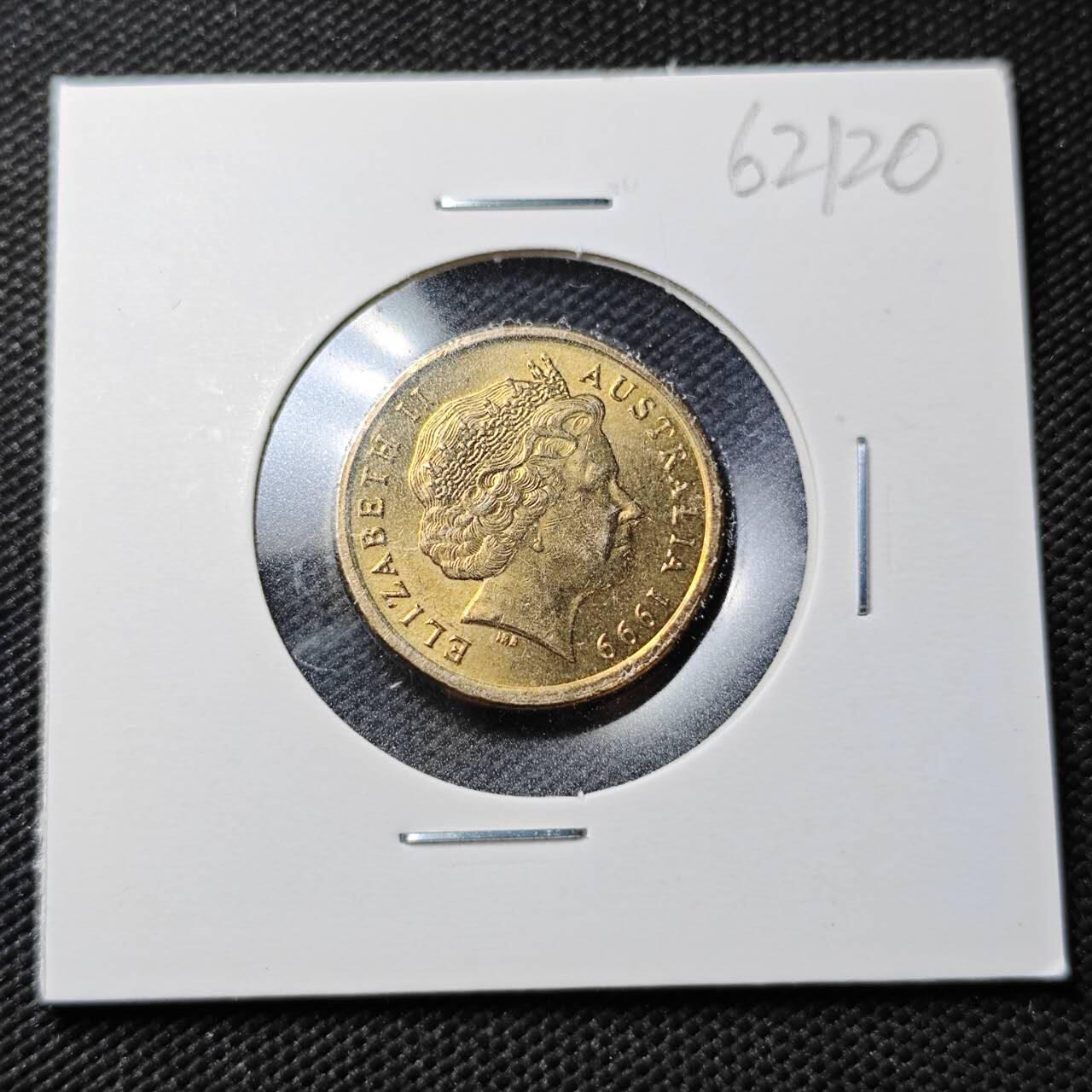 KK钱币收藏小铺  第362场  2月预留时间 周末发货  1999澳大利亚2元 好品