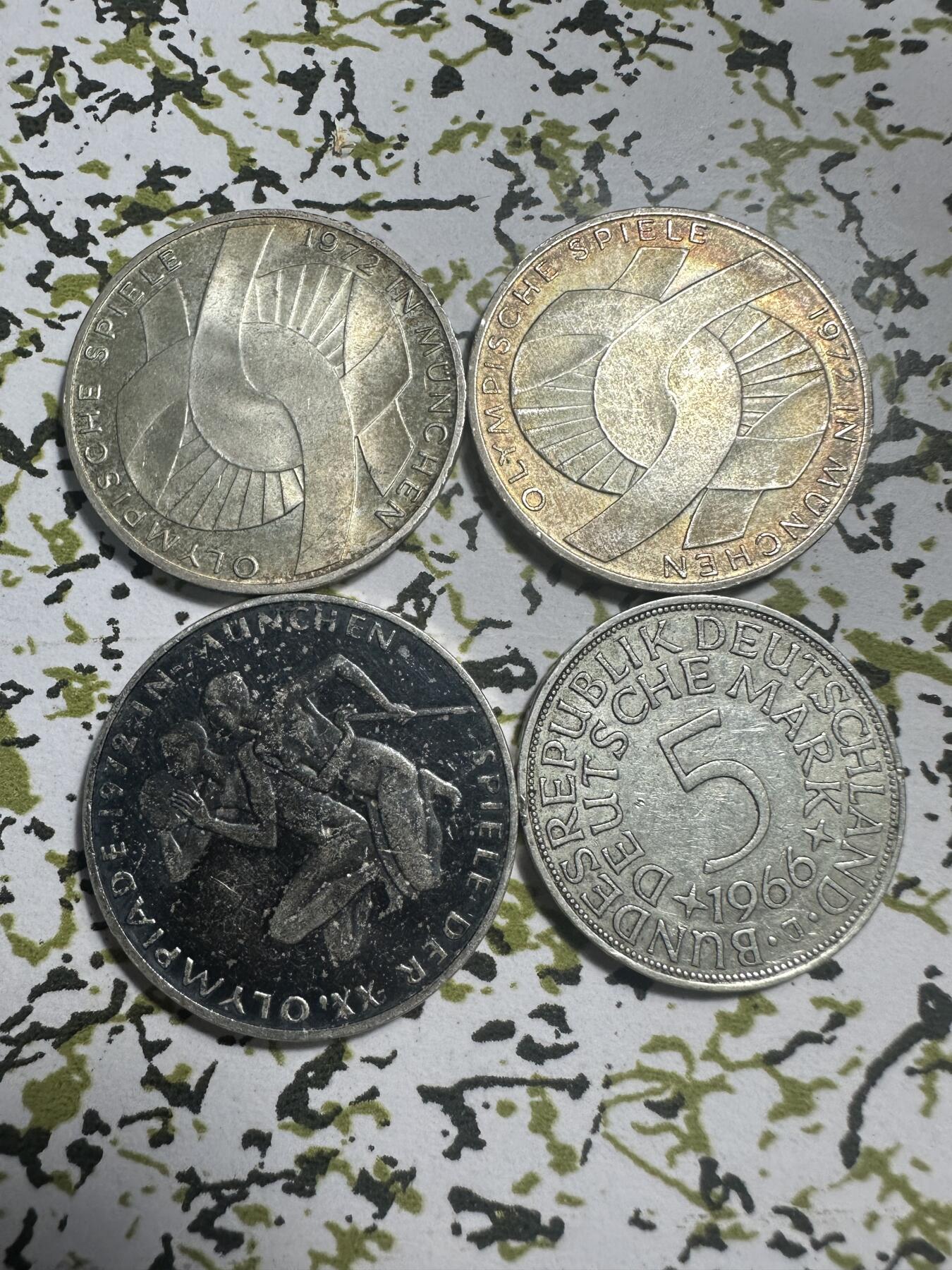 外国钱币，章 德国马克银币4枚，57.7g，0.6成银