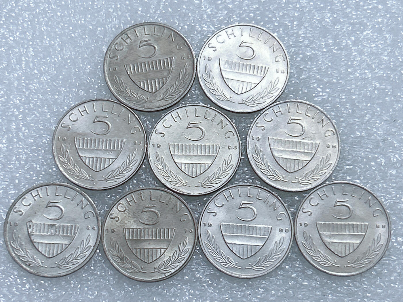 第一海外回流一元起拍收藏 散集专场  第260期 奥地利5先令硬币9枚 原光好品