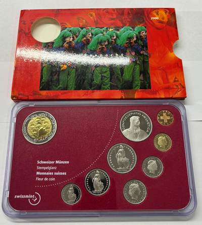 【雨安】【世界币章112-113期】周五/周六 两场连拍 2025-10-31 周五 19:30 保真 8秒倒数自动落锤 高效拍卖  - [现代套币] Switzerland 瑞士套币 精制套币 2000年