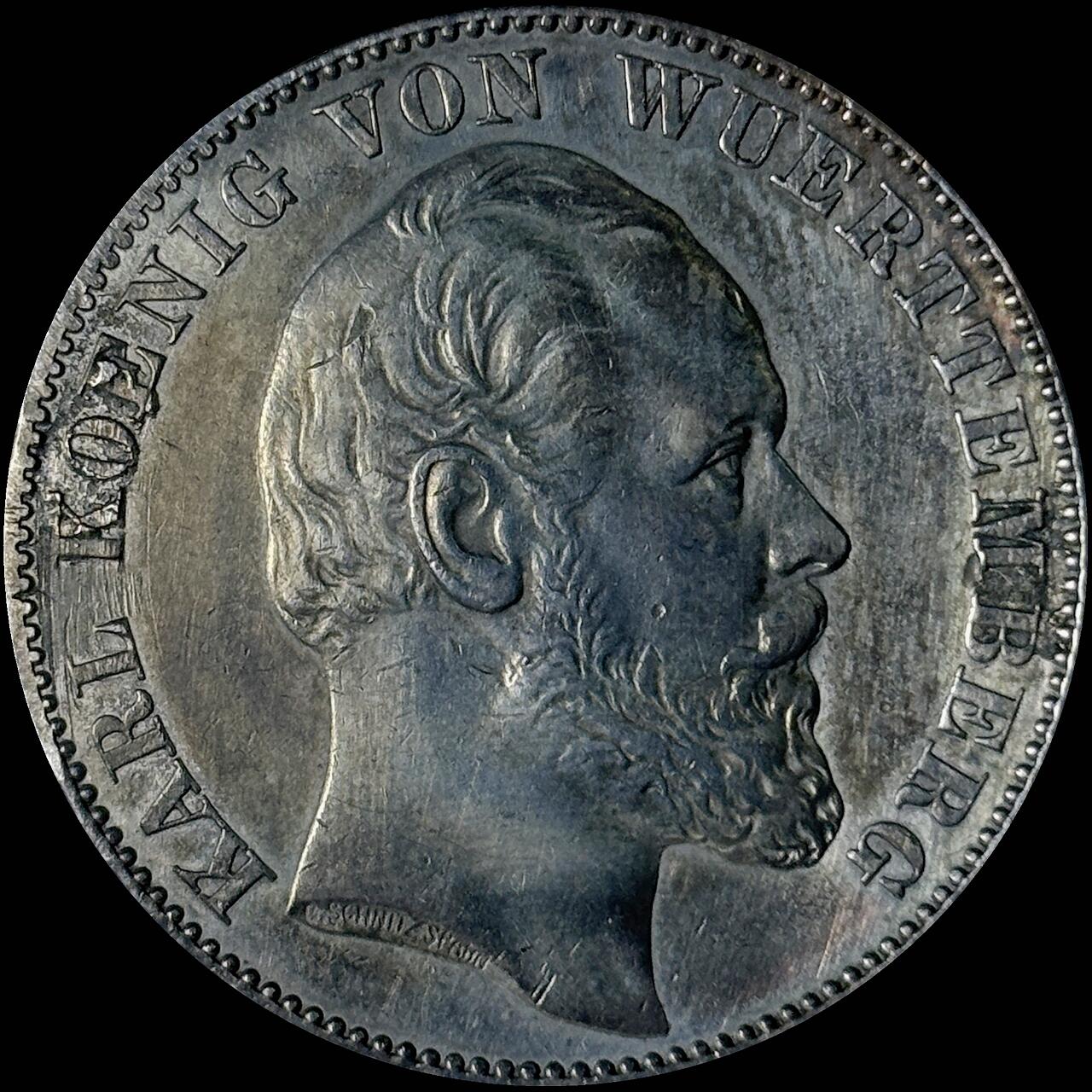 【雨安】【世界币章112-113期】周五/周六 两场连拍 2025-10-31 周五 19:30 保真 8秒倒数自动落锤 高效拍卖  [裸币德国] Germany 德国 德意志 1泰勒 Wurttemberg符腾堡 Thun.443 KM#0620 (1871) 普法战争 1871年