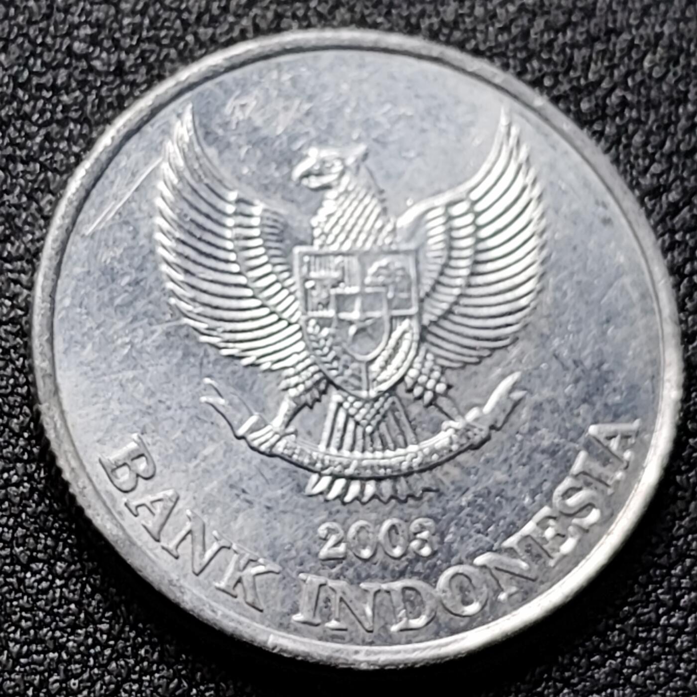 泉币菌-第120场-精品福利场 印度尼西亚500盾 鹰徽 花卉 27mm 铝币