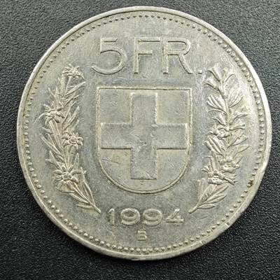 【淘币小摊】实时拍第七百八十一拍   散币场   满百包邮可预留二周 每周一统一发货   - 瑞士1994年5法郎镍币