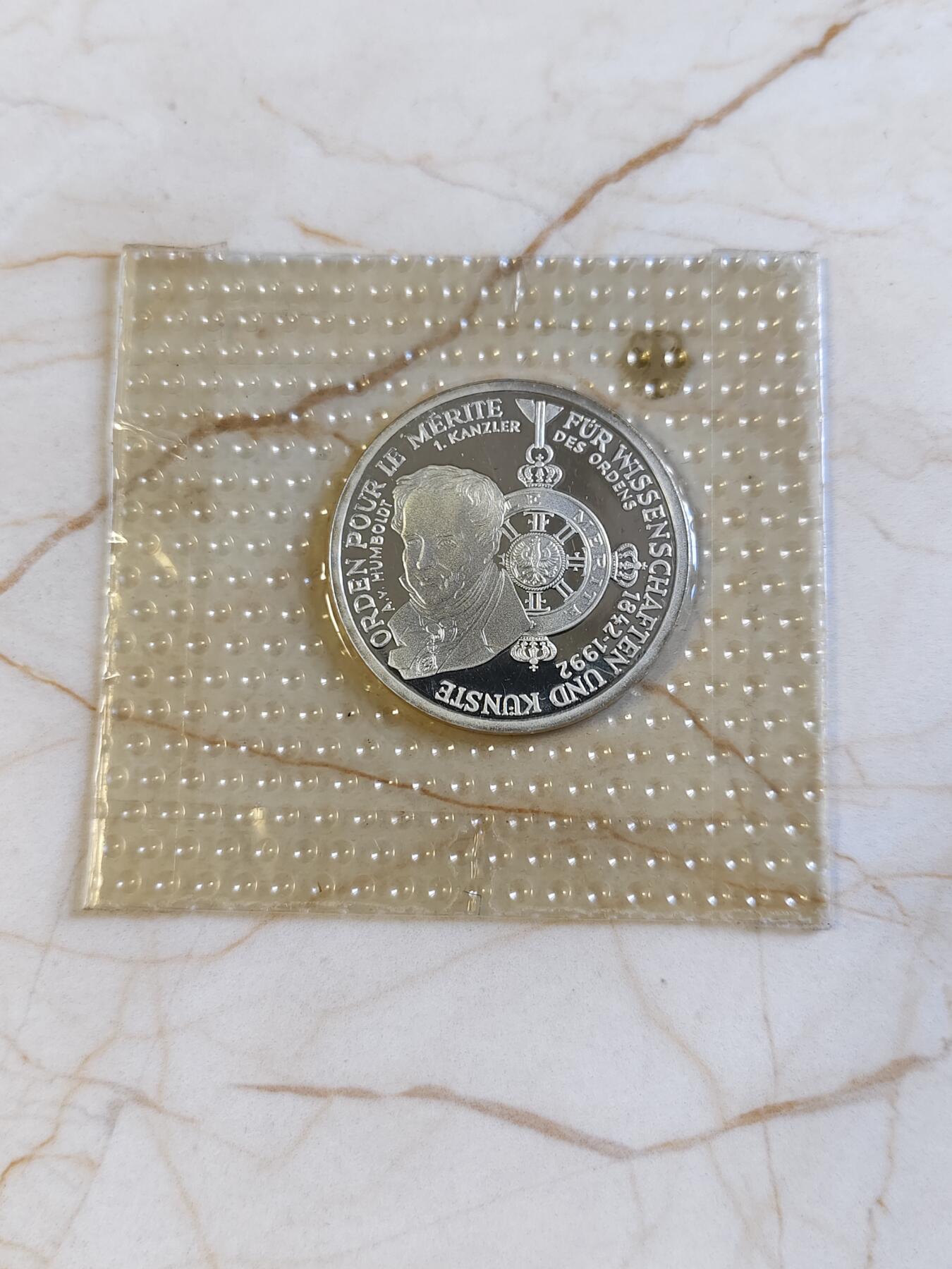 第180期拍卖【长期征集拍品】【北京币展专场】 原厂塑封西德1992年梅里特勋章颁发150周年纪念银币625银15.5克直径32.5毫米