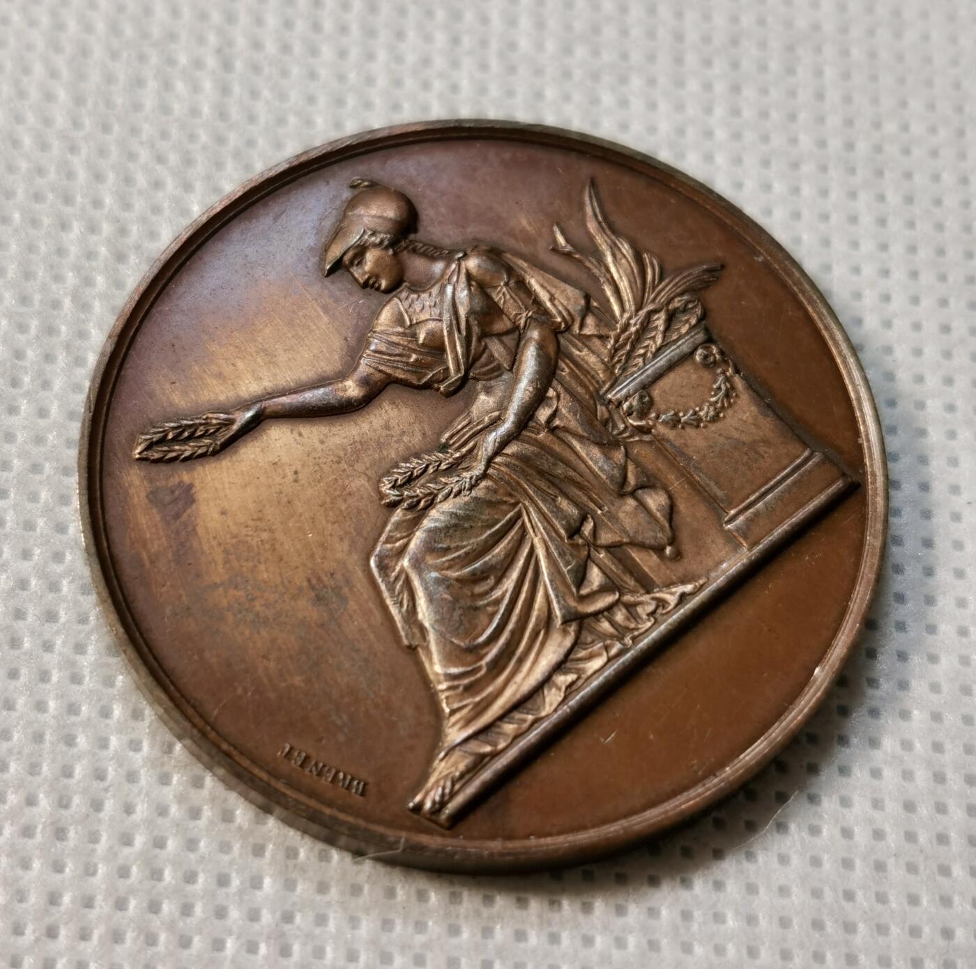 甄臻铺-世界币章拍卖（第37期），送拍享返佣金等优惠多多 法国铜章 手指边铭 状态安逸