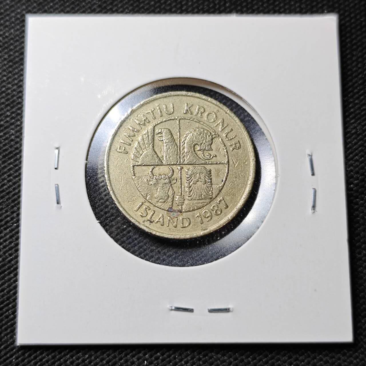 KK钱币收藏小铺  第362场  2月预留时间 周末发货  1987冰岛50克朗