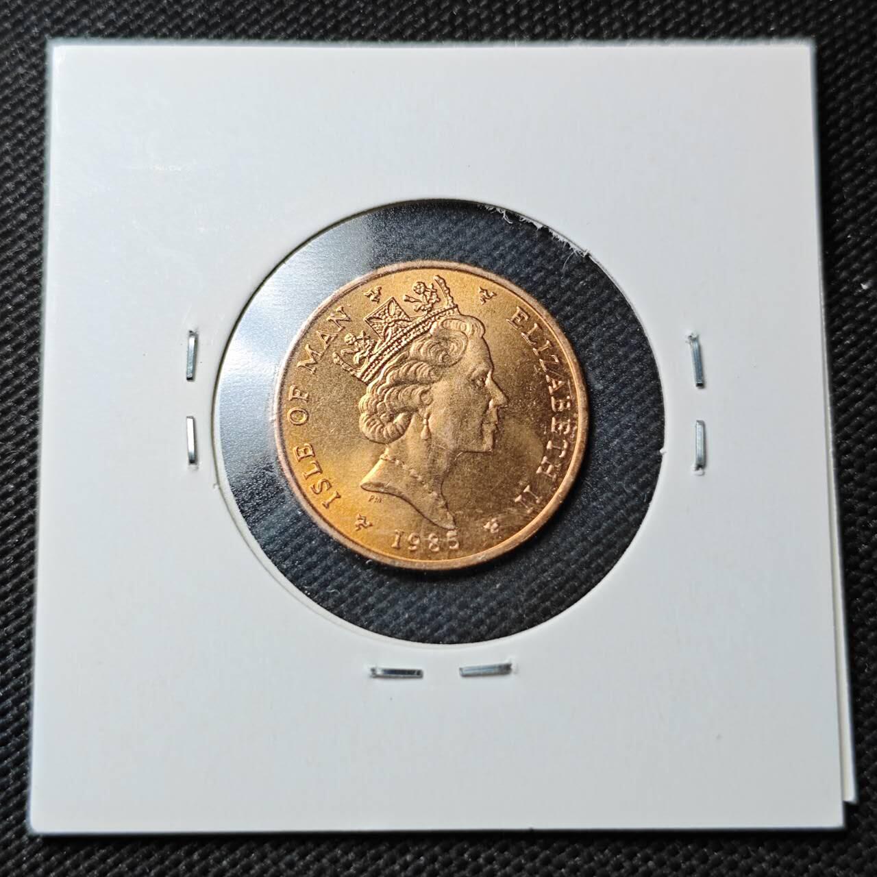 KK钱币收藏小铺  第362场  2月预留时间 周末发货  1985马恩岛1便士铜币 好品