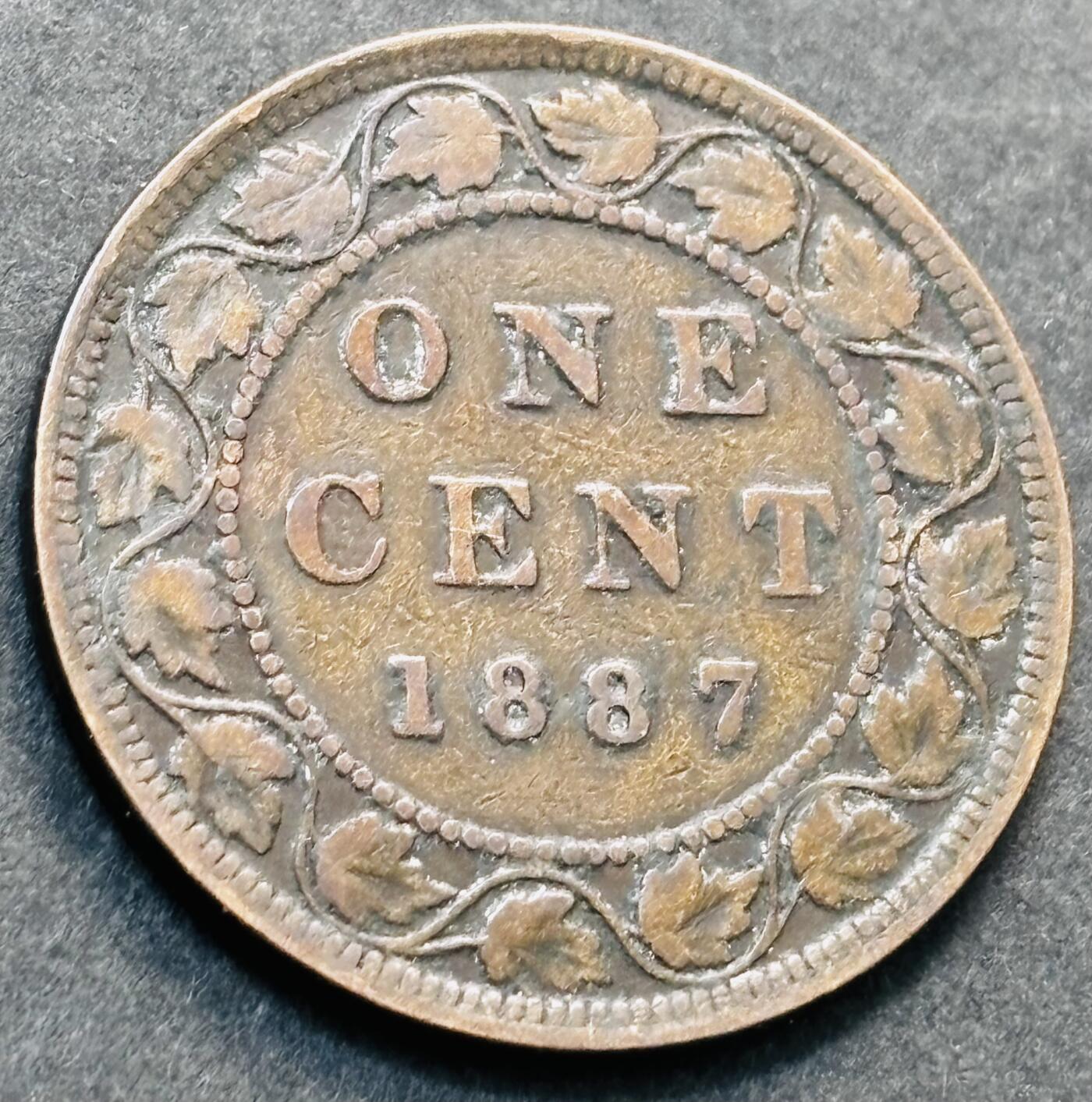 文馨钱币收藏第 278 场，银元，纸币，铜章场 长期接收代拍品 少见美品 1887 年英属加拿大维多利亚时期一分铜币 克书价贵，在国外买品相差的也要几十一个了