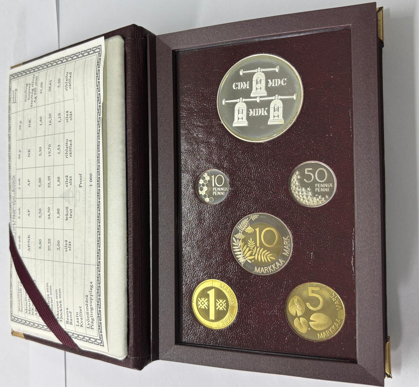 【雨安】【世界币章112-113期】周五/周六 两场连拍 2025-10-31 周五 19:30 保真 8秒倒数自动落锤 高效拍卖  [现代套币] Finland 芬兰套币 精制套币 1994年 含银章31克,925银